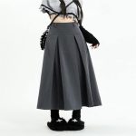 ⁦تنورة طويلة بكسرات للنساء من سي بي واي بي سي ار دي، تنورة كاجوال بقصة ايه لاين عالية الخصر بتصميم نحيف صيفي عصري للبنات في المدرسة، تنورة بطول الركبة للنساء⁩ - الصورة ⁦2⁩