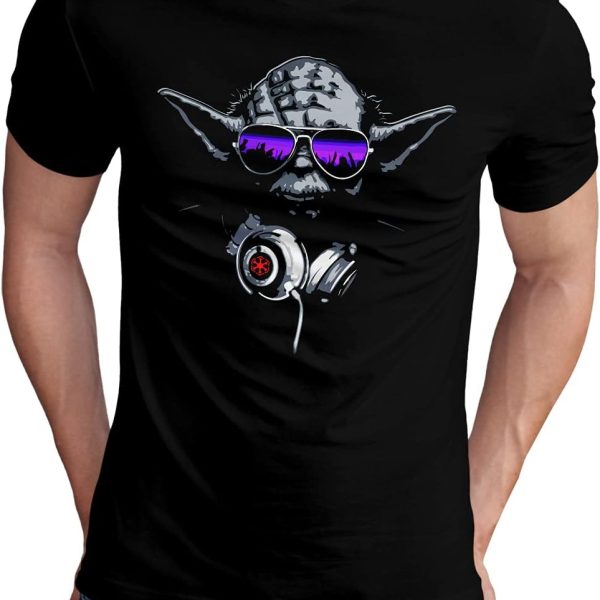 OM3® DJ-YODA T-Shirt | Men's | Deejay Headphones Party Club Music Turntables | S - 5XL