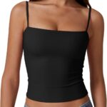 كينسن توب كات بيسيك مبطن مزدوج بحمالات رفيعة قابلة للتعديل بدون اكمام للنساء