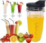 ⁦سيوسى كوب خلاط بديل لكوب خلاط نوتري نينجا سعة 24 اونصة مع غطاء مانع للتسرب وقابل للتبديل، ملحقات عصارة قابلة للتبديل، لنينجا نوتري نينجا، عبوة من قطعتين⁩ - الصورة ⁦4⁩