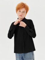 ⁦قميص رسمي باكمام طويلة وقبة كلاسيكية بازرار سفلية للاولاد مناسب للمدرسة من عمر 5-14 سنة⁩ - الصورة ⁦3⁩