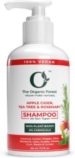 شامبو نباتي 100% من خل التفاح وشجرة الشاي وإكليل الجبل | خالي من المواد الكيميائية والكبريتات والبارابين، شامبو عضوي وطبيعي للشعر الدهني
