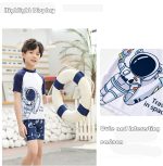 ⁦مون مين بدلة سباحة واقية من الطفح الجلدي مع قبعة سباحة ونظارات وشنطة تخزين ومشابك انف وسدادة اذن 7 في 1، ملابس سباحة للاطفال من قطعتين⁩ - الصورة ⁦2⁩