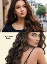 ⁦شعر مجعد من السيراميك من دوشر 25 ملم ذهبي مع شاشة LCD، درجة حرارة قابلة للتعديل، غير ضار ودائم للمنزل⁩ - الصورة ⁦7⁩