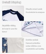 ⁦مون مين بدلة سباحة واقية من الطفح الجلدي مع قبعة سباحة ونظارات وشنطة تخزين ومشابك انف وسدادة اذن 7 في 1، ملابس سباحة للاطفال من قطعتين⁩ - الصورة ⁦4⁩