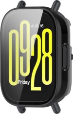 ⁦سكيدو جراب مع شاشة حماية من الزجاج المقوى متوافق مع ساعة ريدمي ووتش 5 اكتيف، جراب حماية كامل من البولي كربونات الصلب لحماية الوجه لساعة ريدمي ووتش 5 اكتيف (اسود)⁩ - الصورة ⁦4⁩