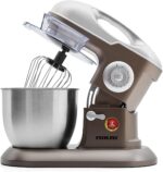 ⁦خلاط عامود 1000 واط من نيكاي 6.5 لتر – خطاف عجين، خفق عجين، فضي⁩ - الصورة ⁦2⁩