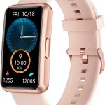 هواكوا ساعة لياقة بدنية للرجال والنساء والآباء والاطفال، مضادة للماء بتصنيف IP68 لمقاومة المياه والغبار مع شاشة لمس كاملة وعداد للسعرات الحرارية وعداد السعرات الحرارية ومنبه (زهري)