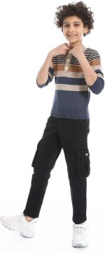 ⁦بلوفر مخطط برقبة دائرية ضيقة للاولاد⁩ - الصورة ⁦5⁩