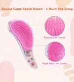 ⁦Unicorn Hair Care Set, Pink Detangling Brush with Moving Beads and 3 Combs, Kawaii Princess Theme Girls Hair brush set Girls⁩ - الصورة ⁦5⁩