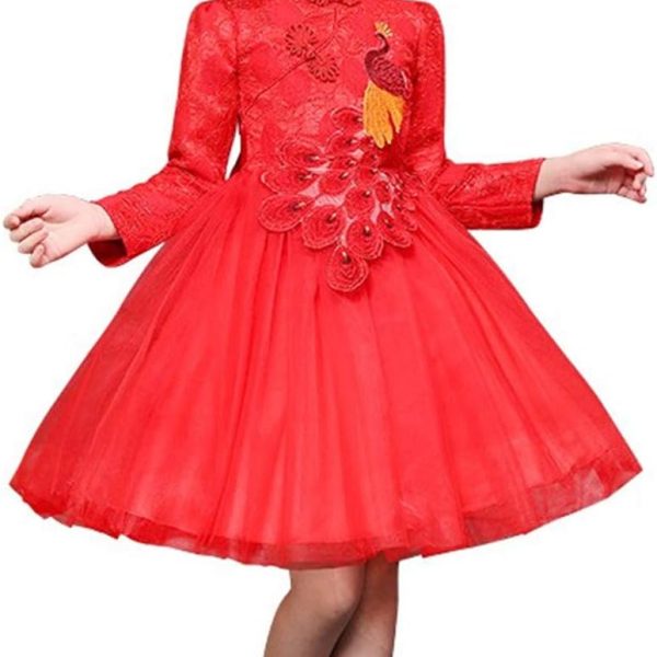 فساتين قصيرة صينية للبنات من شيونغسام بتنورة قصيرة مطرزة رترو لعمر 3-10 سنوات