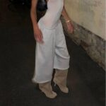 ⁦حذاء برقبة طويلة حتى الركبة للنساء من ونشونزي، مصنوع من الشمواه الصناعي، بمقدمة مربعة وبكعب عالي، حذاء برقبة طويلة حتى الفخذ مناسب للخريف، حذاء كاجوال عصري لطيف Y2K⁩ - الصورة ⁦3⁩