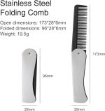 ⁦امشاط جيب قابلة للطي من الستانلس ستيل للرجال من بوكيلا، امشاط للشارب والخبز، مشط للشعر واللحية مع غطاء، مثالي لتصفيف الشعر وفك تشابك الشعر (3 قطع)⁩ - الصورة ⁦7⁩