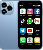 هاتف ذكي اندرويد صغير بشاشة HD مقاس 3 انش وذاكرة RAM 2GB وذاكرة تخزين 16GB، لون ازرق، نوع سي، كاميرا مزدوجة