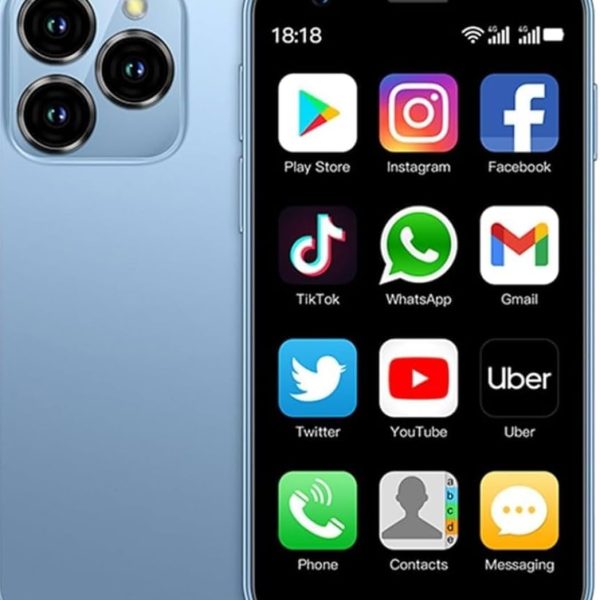 هاتف ذكي اندرويد صغير بشاشة HD مقاس 3 انش وذاكرة RAM 2GB وذاكرة تخزين 16GB، لون ازرق، نوع سي، كاميرا مزدوجة