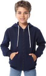 سويت شيرت سادة بغطاء للرأس واكمام طويلة وجيوب جانبية للاولاد