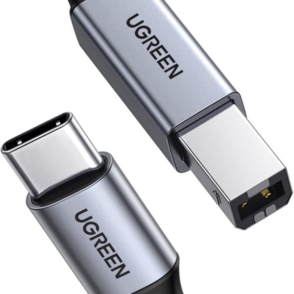 كابل طابعة يو اس بي نوع سي الى بي بطول 1 متر من يوجرين، كيبل طابعة كانون، اتش بي، سلك نوع بي متوافق مع ماك بوك الجديد، ديل اكس بي اس 15 13، اتش بي سبكتر X2، جوجل كروم بوك بيكسل، مايكروسوفت سيرفس برو