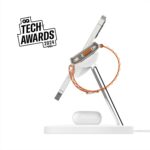 ⁦شاحن لاسلكي 3 في 1 ماج سيف من بيلكن، شحن سريع 15 واط للايفون وابل ووتش، قاعدة شحن ايربودز لايفون 14/14 بلس، 13، 12، برو، برو ماكس، ميني، ابل ووتش سيريز 8، 7، SE، الترا - ابيض⁩ - الصورة ⁦2⁩