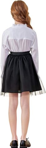 ⁦سولوكوت بلوزة قطن باكمام طويلة وازرار امامية للزي المدرسي للفتيات لفصل الربيع والصيف⁩ - الصورة ⁦2⁩