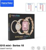 ⁦مجموعة ساعة ذكية صغيرة G15 سلسلة 10 انيقة مع ساعة انالوج وسوار مع 3 ازواج من الاساور وكيبل شحن مصمم للنساء من هاينوتيكو⁩ - الصورة ⁦9⁩