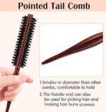 ⁦مجموعة فرش مستديرة من فيكسيميند - 2 فرشاة شعر صغيرة بشعيرات خنزير لتجفيف الشعر والتجعيد والتصفيف وفك التشابك، مع مقبض خشبي للسفر او استخدام صالونات التجميل⁩ - الصورة ⁦6⁩