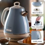 ⁦غلاية ابريق لاسلكية طراز ريترو 2869/05 من اريتي، فلتر خارجي قابل للازالة وبارد للمس، سعة 1.7 لتر، تصميم عتيق، ازرق 'ضمان المصنع لمدة عام واحد على الاقل'⁩ - الصورة ⁦3⁩