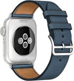 ⁦انفوسن سوار ساعة ابل 49 ملم 45 ملم 44 ملم 42 ملم من الجلد الطبيعي لساعة اي ووتش، سوار معصم بديل ناعم قابل للتعديل للنساء والرجال الترا/الترا 2/ اس اي سلسلة 9 8 7 6 5 4 3 2 1 (كحلي)⁩ - الصورة ⁦2⁩