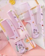 ⁦Unicorn Hair Care Set, Pink Detangling Brush with Moving Beads and 3 Combs, Kawaii Princess Theme Girls Hair brush set Girls⁩ - الصورة ⁦6⁩