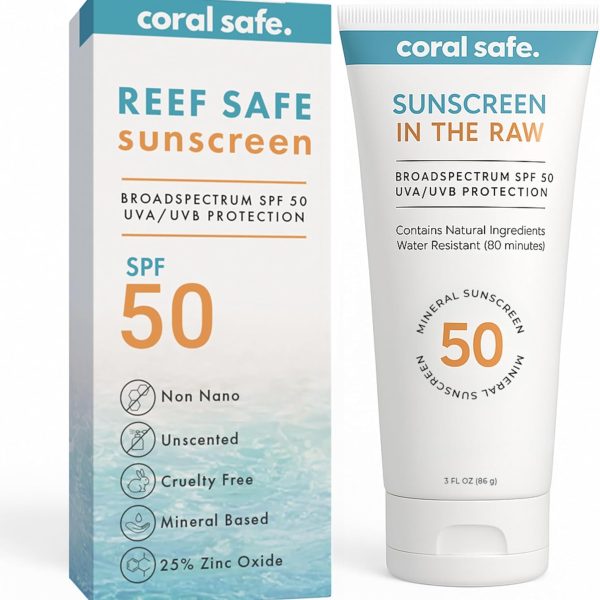 كورال سيف لوشن السفر الواقي من الشمس بعامل حماية من الشمس 50 من ريف - متوافق مع قانون الشعاب المرجانية 104 المكسيك وهاواي، قابل للتحلل البيولوجي والزنك وفيتامين E والاوكسي بنزون والاوكتينوكسيت، مقاوم