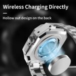 ⁦هيكل فاخر من الالومنيوم مع سوار من الستانلس ستيل متوافق مع ساعة ابل الترا تيتانيوم 49 ملم، غطاء حماية عسكري متين، حماية كاملة تكتيكية شديدة التحمل للرجال اي ووتش 49 ملم, بدون أحجار⁩ - الصورة ⁦4⁩