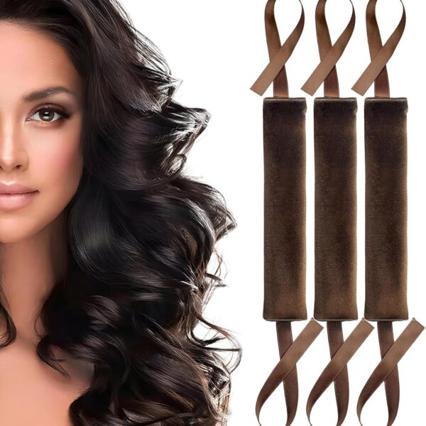 3 قطع من اداة تجعيد الشعر بدون حرارة مع شريط، قضيب للنوم طوال الليل، شريط راس كبير ناعم للشعر القصير والطويل، تمويج الشعر الطبيعي