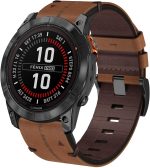 متوافق مع سوار جارمين فينكس 7، سوار بديل من الجلد سريع الملاءمة 22 ملم لجارمين فينيكس 8 47 ملم/فينيكس 7 برو سولار/7 برو/7 سولار/6/6 برو/6 سولار/5/5 بلس/جارمين ايبيكس 2 47 ملم/فور رانر