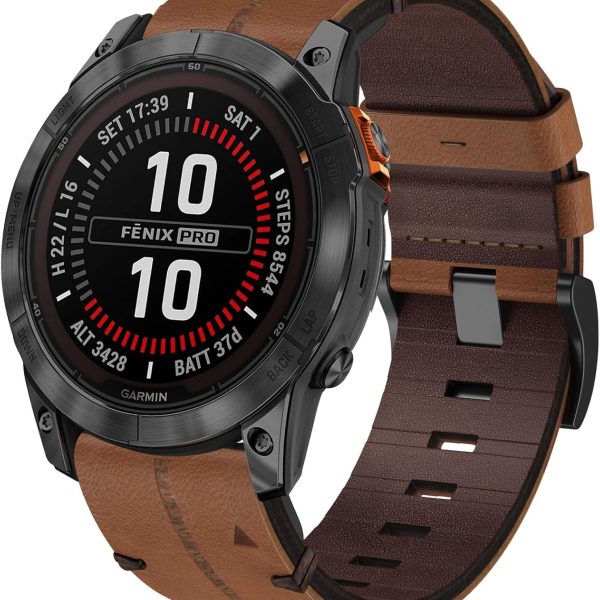 متوافق مع سوار جارمين فينكس 7، سوار بديل من الجلد سريع الملاءمة 22 ملم لجارمين فينيكس 8 47 ملم/فينيكس 7 برو سولار/7 برو/7 سولار/6/6 برو/6 سولار/5/5 بلس/جارمين ايبيكس 2 47 ملم/فور رانر