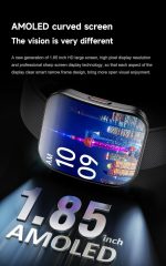 ⁦سوانك ساعة ذكية للياقة البدنية بشاشة منحنية رفيعة للغاية مع مراقب لمعدل ضربات القلب، شاشة ملونة 1.7 انش، سوار سيليكون اسود، تتبع النشاط، مستشعر درجة الحرارة، ساعة ذكية رياضية رقمية (اسود)⁩ - الصورة ⁦6⁩