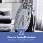 ⁦جيباس مكواة بخار سيراميك، تحكم في درجة الحرارة، لوحة نعل سيراميك Gsi24025، وظيفة التنظيف الذاتي الرطب والجاف انفجار بخار قوي 400 مل، خزان مياه ضمان لمدة عامين، بني، 3000 واط⁩ - الصورة ⁦6⁩