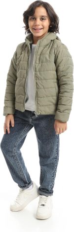 ⁦جاكيت بوليستر بغطاء للرأس للاولاد⁩ - الصورة ⁦5⁩