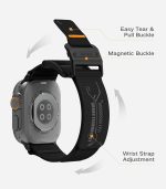 ⁦سوار رفيع A11 بمشبك ماج مصمم لساعة ابل | ذاكرة سريعة الفك | مضفر نايلون مخملي | مشبك مغناطيسي من الستانلس ستيل⁩ - الصورة ⁦4⁩