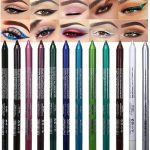 evpct 12Pcs Green Blue White Black Brown Purple Color Gel Glitter Eyeliner Pencils Set for Women Waterline Waterproof Smudge Proof lapiz de ojos delineador de ojos contra el agua Eye Liner Makeup 1-5