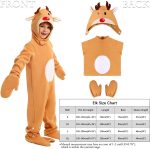 ⁦زي بيجامة للاطفال من قطعة واحدة، ملابس نوم قطيفة على شكل حيوانات للاولاد والبنات، مثالي لحفلات الهالوين التنكرية والكريسماس⁩ - الصورة ⁦2⁩