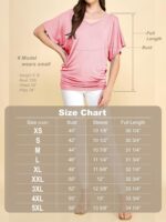 ⁦بلوزة دولمان سادة باكمام قصيرة ورقبة دائرية ضيقة وقبة V للنساء XS - 5XL مقاس كبير⁩ - الصورة ⁦6⁩