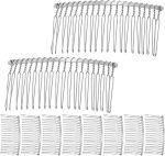 10 Pcs Metal Hair Comb, 20 Teeth Metal Wire Hair Clip Combs Bridal Veil Comb Silver Hairs Clip Accessories for Women Wedding Veil Hairs Pieces Headdresses Craft Projects