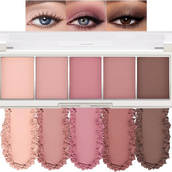 ظل العيون ايشادو ايريناد ،لوحة ظلال عيون غير لامعة بخمسة ألوان، لوحة مكياج، ظلال عيون مقاومة للماء تدوم طويلا وذات تصبغ عالي، لوحة ظلال العيون باللون الوردي الطبيعي، مكياج عيون سهل المزج 04