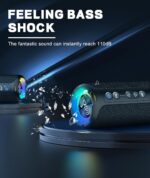 ⁦اورتيزان مكبرات صوت بلوتوث لاسلكية محمولة بصوت ستيريو عالي 40 واط مقاومة للماء بدرجة IPX7 مع بلوتوث 5.3 وصوت جهوري عميق واضاءة LED وميكروفون وستيريو لاسلكي حقيقي للمنزل والاماكن الخارجية⁩ - الصورة ⁦6⁩