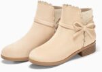 ⁦Coutgo Girls Toddler Bow Ankle Boots Pull On Low Chunky Heel Fall Dress Booties Shoes⁩ - الصورة ⁦4⁩