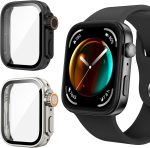 جراب واقي للشاشة لساعة هواوي فيت 3 من تيريفي، غطاء صلب ممتص للصدمات من البولي كربونات مع زجاج مقوى HD مدمج، غطاء حماية كامل مقاوم للخدش لساعة هواوي، اسود وستارلايت [عبوتان]