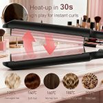 ⁦اداة تجعيد الشعر من ويفر، مكواة تجعيد الشعر، مكواة تمويج الشعر، اداة تمويج شعر صغيرة بحجم مناسب للسفر، مع 5 درجات حرارة، مضادة للحروق، ايقاف تلقائي 30 متر للمواعدة، اسود للاستخدام اليومي⁩ - الصورة ⁦2⁩