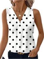 ⁦بلايز نسائية منقطة برقبة على شكل حرف V بدون اكمام من جورجليتر، بلايز انيقة عتيقة للخروج⁩ - الصورة ⁦4⁩