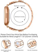 ⁦اساور بلينج من ازوني متوافقة مع ساعة فيتبيت فيرسا 3/4/سينس اند سينس 2 الذكية، سوار ساعة من الستانلس ستيل بتصميم فراشة مرصع باحجار الراين، سوار معدني لطيف للنساء⁩ - الصورة ⁦4⁩