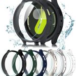 كيوتي حافظة حماية لشاشة سامسونج جالاكسي 7 مقاس 44 ملم من 6 + 6 قطع، غطاء صلب ممتص للصدمات من البولي كربونات مع طبقة واقية من الزجاج المقوى مضاد للضباب لملحقات ساعة جالكسي 7 محايدة، 44 ملم