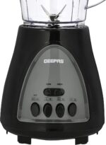 ⁦جيباس خلاط 3 في 1، محرك قوي 400 واط، شفرات تقطيع ستانلس ستيل Gsb44034 بست سرعات مع وظيفة النبض، برطمان 1.5 لتر عصارة للفواكه الكاملة والخضروات وكسارة الثلج، اسود⁩ - الصورة ⁦2⁩